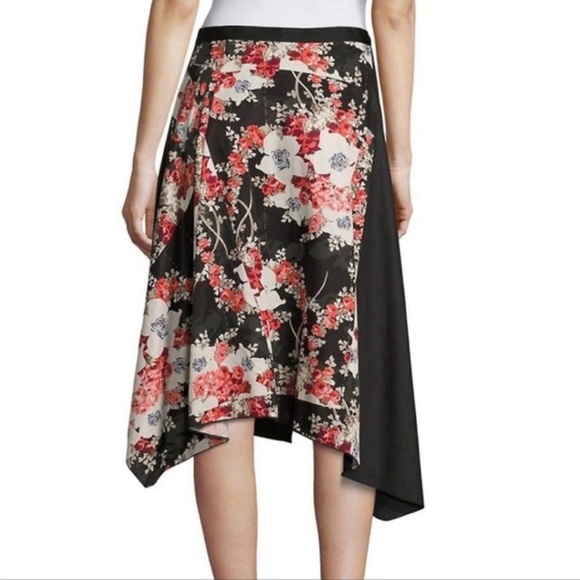 Rag & Bone Black Red Floral Liv Asymmetric Wrap Skirt Size 4 - Picture 2 of 8